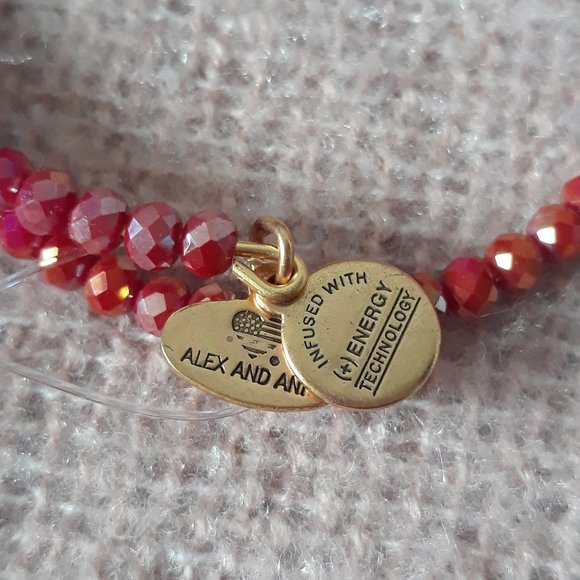 Alex and Ani Wrap Bracelet with Red Beads and Charm Tags. NWT - Picture 5 of 8